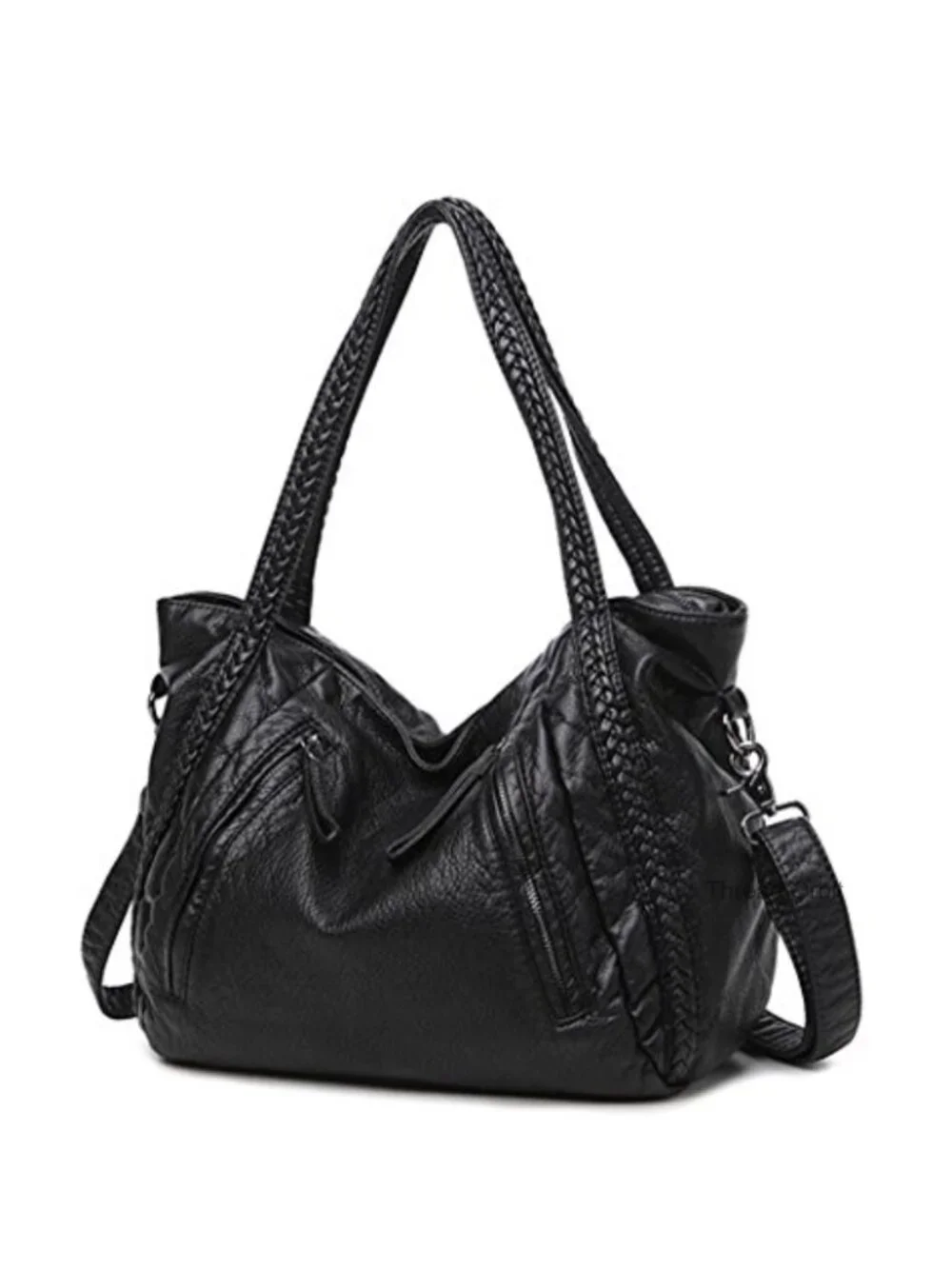 Slouchy Shoulder Tote Bag Hobo Purse Braided Vegan Leather Handbag